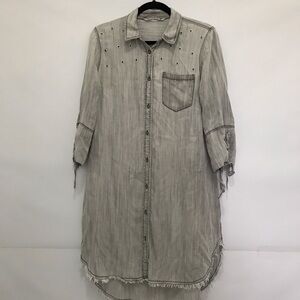 Given Kale Gray Button-Up Long Shirt Dress Size M
